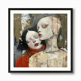 Embrace in Silence. Textured Emotionalism in a Modernist Framework Art Print