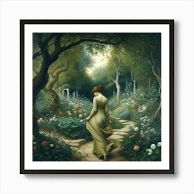 Girl In A Garden 6 Art Print