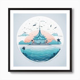 Pagoda In The Sea Art Print