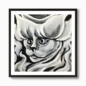 Cat Creature Black and White Art Print