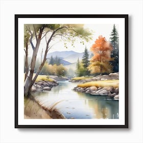 Watercolor Of A River 5 Art Print