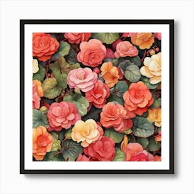 Colourful Of Begonia Square Art Print 3 Art Print