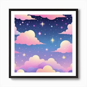 Sky With Twinkling Stars In Pastel Colors Square Composition 228 Art Print