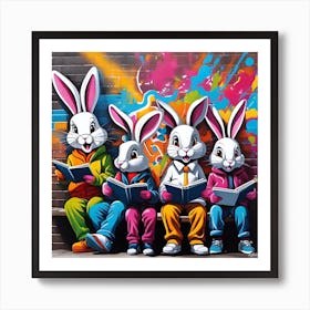 Rabbits Reading 1 Art Print