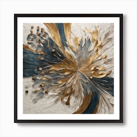 Gold And Blue Flower Art Print