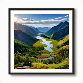 Mountain Valley Hill Meadow River Lake Ocean Desert Plain Forest Tundra Savanna Glacie (3) Art Print