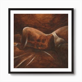 male nude homoerotic gay art man naked underwear bulge painting classic figurative academic old masters brown square bedroom adtul mature hand painted Art Print