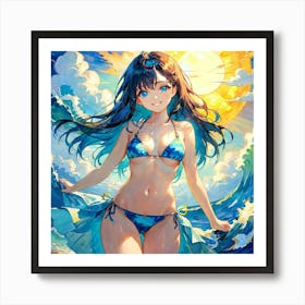 Anime Girl In Bikini gui Art Print