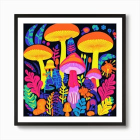 Mushrooms And Plants Art Print