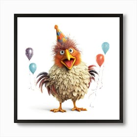 Rooster With Balloons Art Print