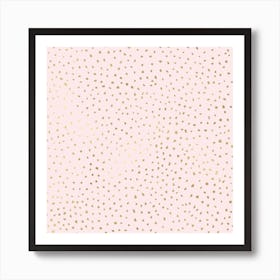 Dotted Gold And Pink Square Art Print
