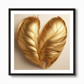 Gold Feather Heart Art Print