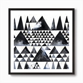 Scandinavian Ink Triangles Square Art Print