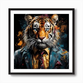 Tiger In Business Suit Art Print