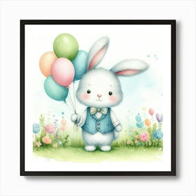 Bunny With Balloons 2 Art Print