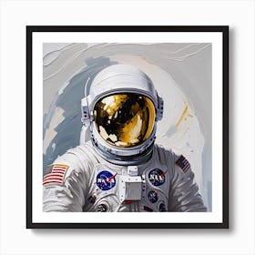 Astronaut Day Spaceman In White Space Suit Costume Open Glass Helmet 2 (1) Art Print