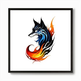 Fox In Flames Art Print