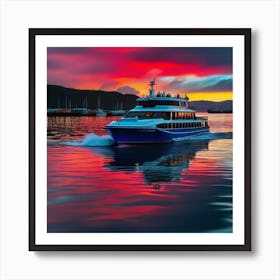 Sunset Cruise Ship 12 Art Print