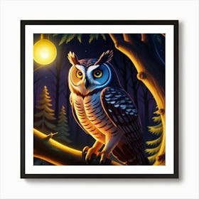 Owl In The Night Art Print