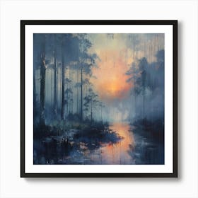 Sunset In The Woods 1 Art Print