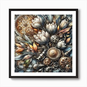 Steampunk Flowers 2 Art Print