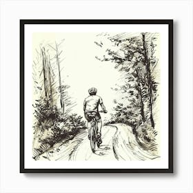 Bicycle Rider In The Woods Art Print