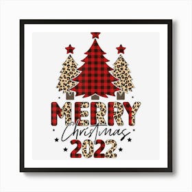 Merry Christmas 2022 Buffalo Plaid Red Christmas Tree Xmas Art Print