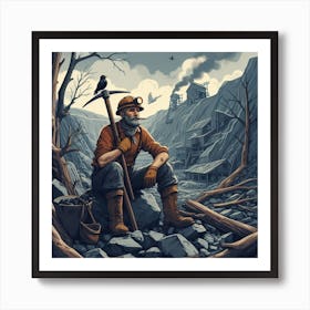 Miner In The Mine Art Print