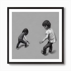 Two Children Playing Art Print