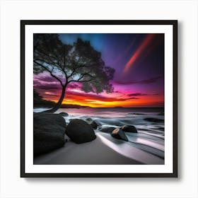 Lone Tree At Sunset 2 Art Print