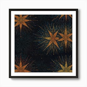 Fireworks Starry Night Art Print