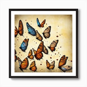 Butterflies In Flight Art Print