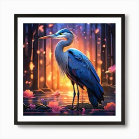 Blue Heron In The Forest 1 Art Print