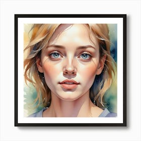 Watercolor Portrait Of A Girl 10 Art Print