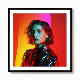 Girl In A Metallic Jacket Art Print