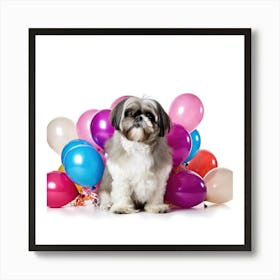 Shih Tzu With Balloons Art Print