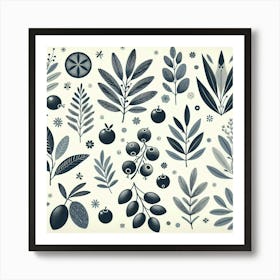 Scandinavian Art, olive berries Art Print