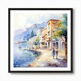 AI Golden Hues of Italian Charm Art Print