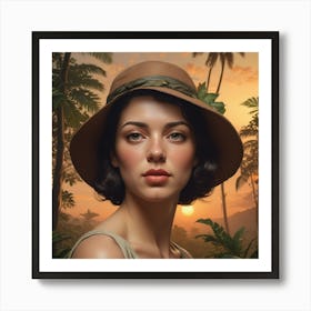 Portrait Of A Woman In A Hat 5 Art Print