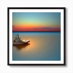 Sunset Boat Art Print