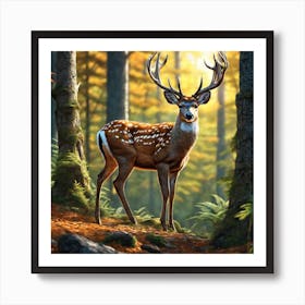 Deer In The Forest 168 Art Print