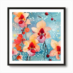 Peach Orchids Art Print