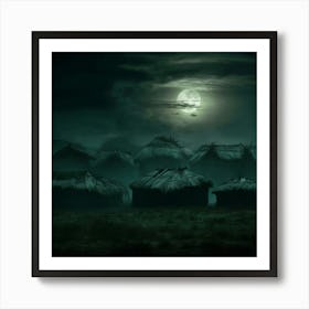 Dark Village At Night Art Print