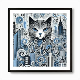 Cosmo Claw City Cat Art Print