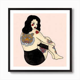 Rosie Pin Up Square Art Print