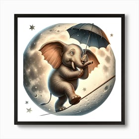 Elephant On A Tightrope 4 Art Print