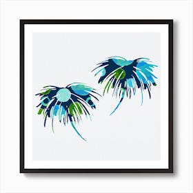 Tropical Palm Tree Blue Circle Abstract Art Print