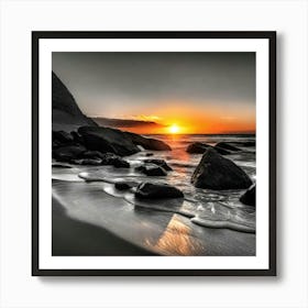 Sunset At The Beach 695 Art Print