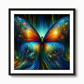 Surrealist Vibrant Butterfly III Art Print