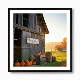 A Rustic Barn With A Weathered Wooden Sign Lean Against It Rolling Hills In The Background Transiti (1) 2 1 Art Print